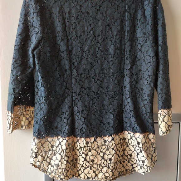 Velvet by graham spencer black lace look w/beige M - Picture 7 of 11